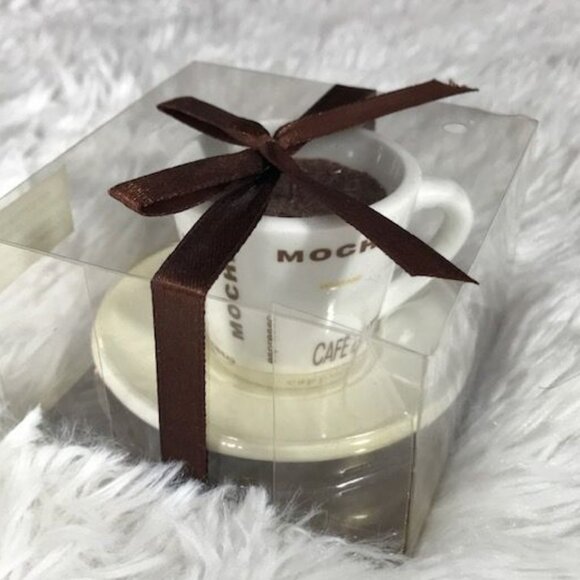 Mini Cafe Latte Cappuccino Mocha Macchiato Expresso Americano Cup/Saucer Candle - Picture 2 of 8